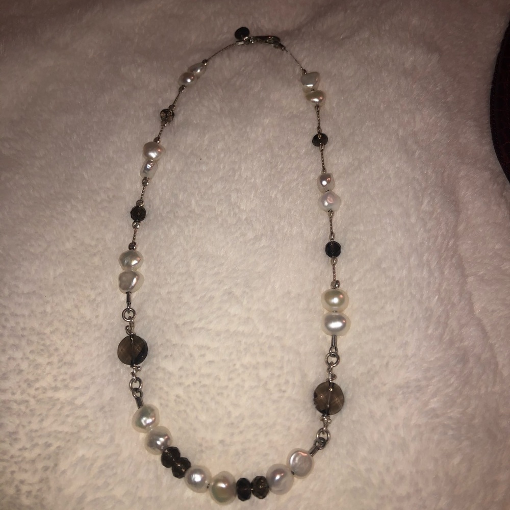 Silpada freshwater pearl/ smokey quartz necklace